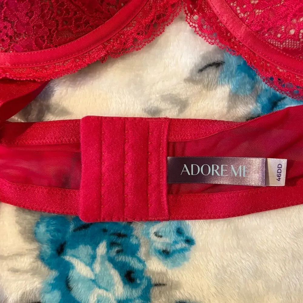 NWT Adore Me Jazzy Romantic feminine, SEXY hot pink Lace Bra. 46DD.